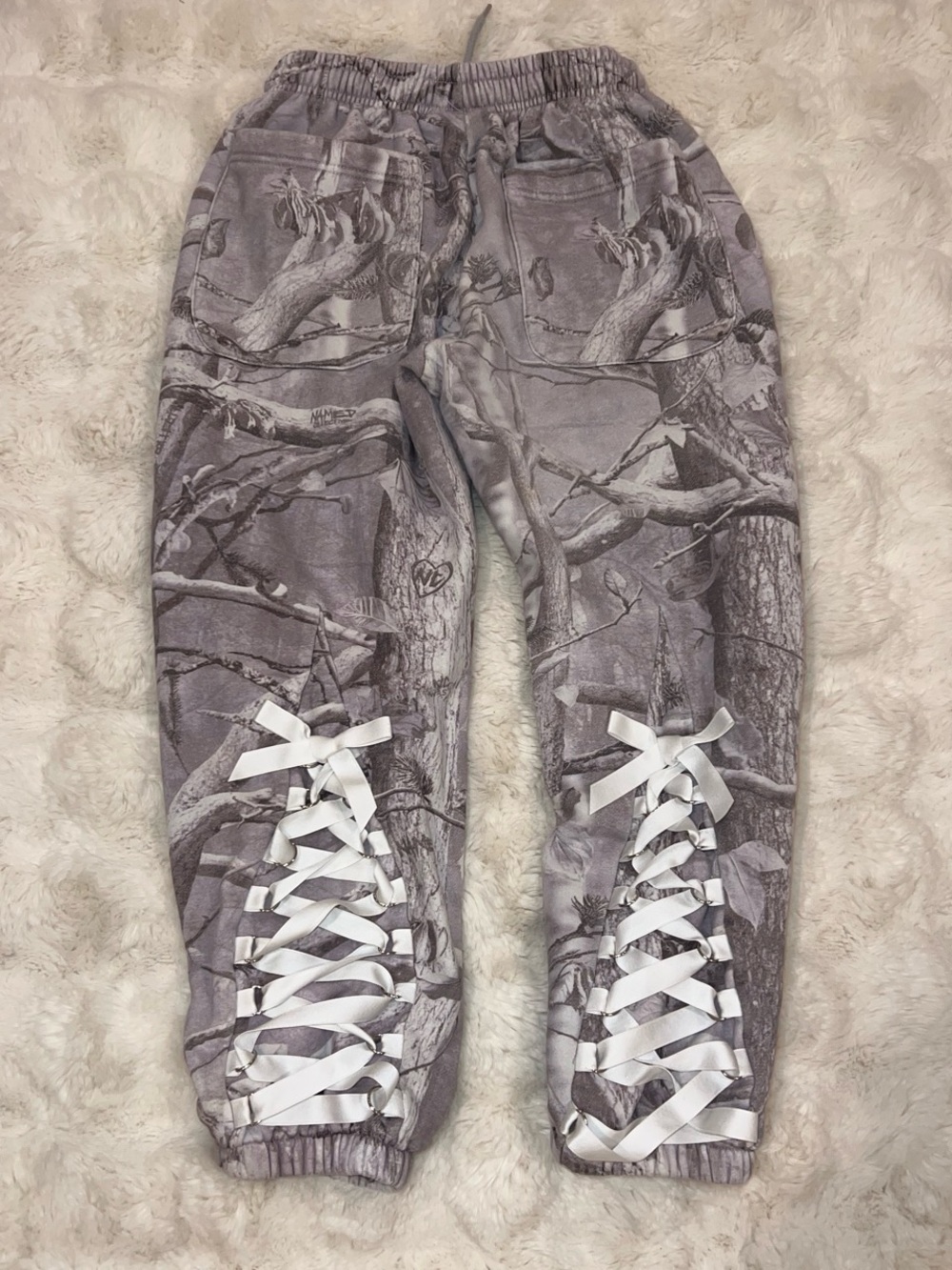 Gray Lace-Up Camo Joggers - Women